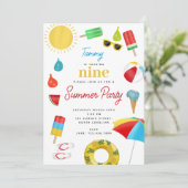 サマーキッズプールビーチ誕生日パーティーテーマ 招待状 (スタンド正面)