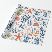 サマーキッズ誕生日シーシェルズサンゴ ラッピングペーパー (アンロールド)