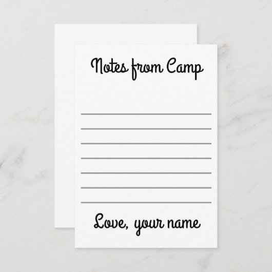 サマーキパーソナライズされたャンプノート サンキューカード (正面/裏面)