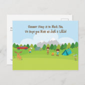 サマーキャンプでの息子・娘のはがき ポストカード (正面/裏面)