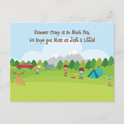 サマーキャンプでの息子・娘のはがき ポストカード (正面)