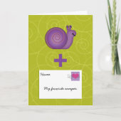 サマーキャンプで女の子や男の子のためのカタツムリのメール名を追加 カード (正面)