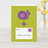 サマーキャンプで女の子や男の子のためのカタツムリのメール名を追加 カード (黄色い花)