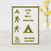 サマーキャンプのグリーティングカードにおもしろいを持つ カード (黄色い花)