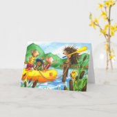 サマーキャンプの挨拶状のヤマアラシ カード (黄色い花)