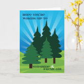 サマーキャンプの日光および新鮮な空気の木の子供 カード (黄色い花)