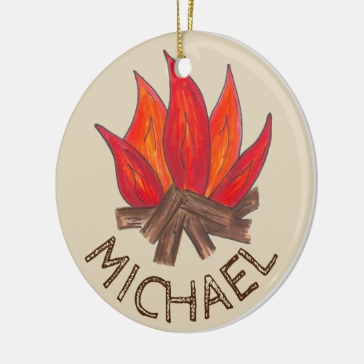 サマーキャンプカウンセラーテンキャンプファイヤーアウトドア セラミックオーナメント (左)