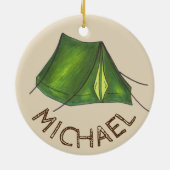 サマーキャンプカウンセラーテンキャンプファイヤーアウトドア セラミックオーナメント (裏面)