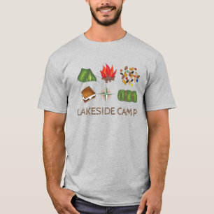 サマーキャンプキャンピングテンファイアーコンパスカスタムシャツ Tシャツ