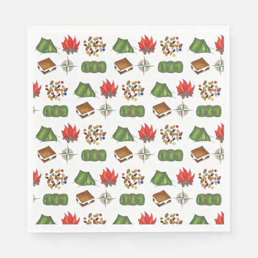 サマーキャンプコンパスキャンプファイアーズモーレステントートレイルミックス スタンダードランチョンナプキン (正面)