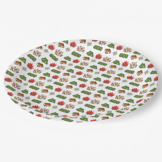 サマーキャンプコンパスキャンプファイアーズモーレステントートレイルミックス ペーパープレート (アングル)