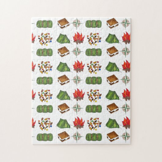 サマーキャンプコンパストレイルミックステントスリープバッグ ジグソーパズル (縦)