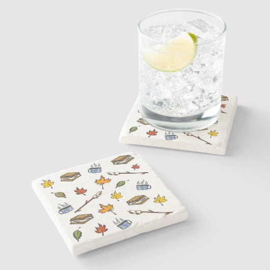 サマーキャンプズモーレスキャンプファイアハッピーキャンパーボンファイア ストーンコースター (横)