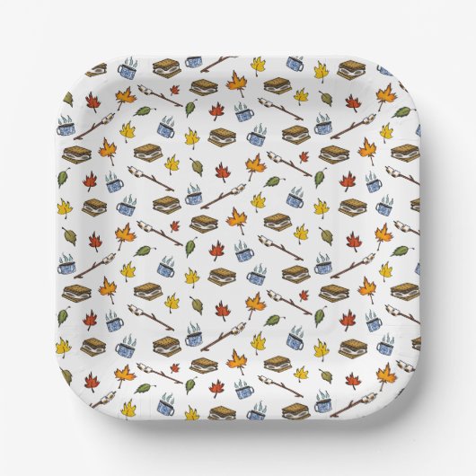 サマーキャンプズモーレスキャンプファイアハッピーキャンパーボンファイア ペーパープレート (正面)