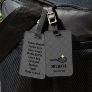 サマーキャンプパッキングリマインダーバッグラベル – テニスキャンプ ラゲッジタグ