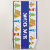 サマーキャンプパーソナライズされたビーチタオル ビーチタオル (正面)