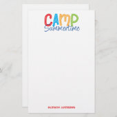 サマーキャンプパーソナライズされた文房具 便箋 (正面/裏面)
