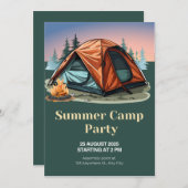 サマーキャンプパーティの招待状 – アウトドアアドベンチャー 招待状 (正面/裏面)