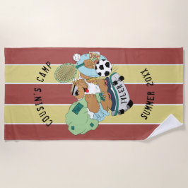 サマーキャンプビーチタオルベアパーソナライズ ビーチタオル