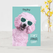 サマーキャンプピンクプードルハローfrom Home カード (黄色い花)