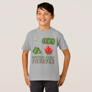 サマーキャンプフォーエバーコンパススリーピングバッグテントファイア Tシャツ