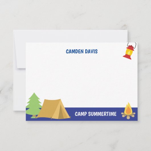 サマーキャンプフパーソナライズされたラットノートカード サンキューカード (正面)