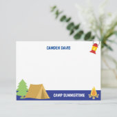 サマーキャンプフパーソナライズされたラットノートカード サンキューカード (スタンド正面)