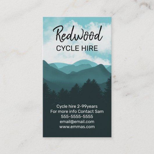 サマーキャンプ場の森林サイクリング山 名刺 (正面)