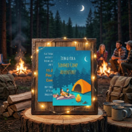 サマーキャンプ招待状 | 手描きデザイン 招待状