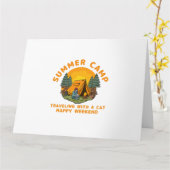 サマーキャンプ旅行と猫 カード (黄色い花)
