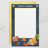 サマーキャンプ水彩文具パーソナライズされた具 便箋 (正面/裏面)