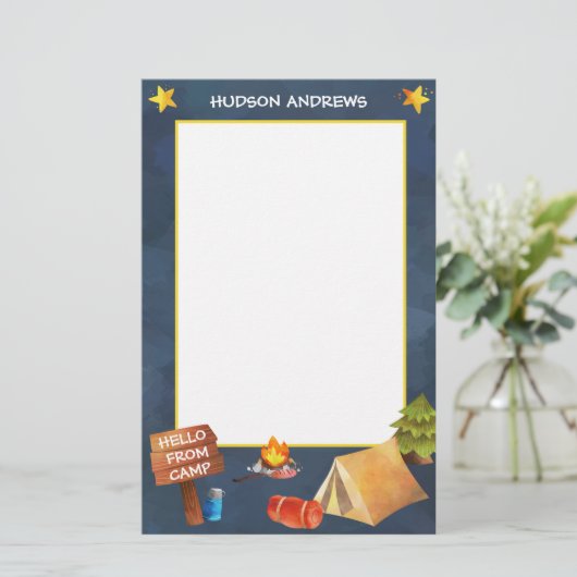 サマーキャンプ水彩文具パーソナライズされた具 便箋 (スタンド正面)