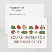 サマーキャンプ テント スモアーズ 誕生日パーティー招待状 インビテーションポストカード (正面/裏面)