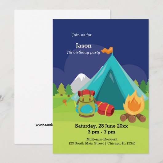 サマーキャンプ 招待状 (正面/裏面)