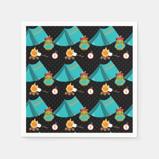 サマーキャンプ – 背景色を選択 スタンダードカクテルナプキン (正面)