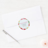 サマークラッシュバラ差出人住所ラベル ラウンドシール (封筒)