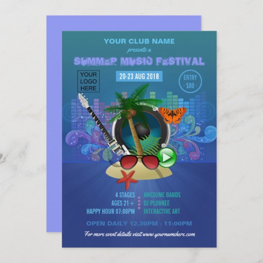 サマークラブビーチパーティー追加ロゴ 招待状 (正面/裏面)