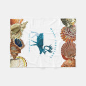 サマークリスマスビーチシーシェルディアー フリースブランケット (正面(横))