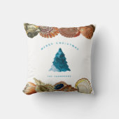 サマークリスマスビーチシーシェル名前をカスタムする クッション (正面)