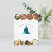 サマークリスマスビーチシーシェル名前をカスタムする シーズンポストカード (スタンド正面)