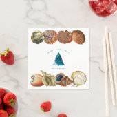 サマークリスマスビーチシーシェル名前をカスタムする スタンダードカクテルナプキン (インサイチュ)