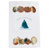 サマークリスマスビーチシーシェル名前をカスタムする ミディアムペーパーバッグ (正面)