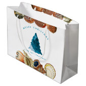 サマークリスマスビーチシーシェル名前をカスタムする ラージペーパーバッグ (裏面アングル)