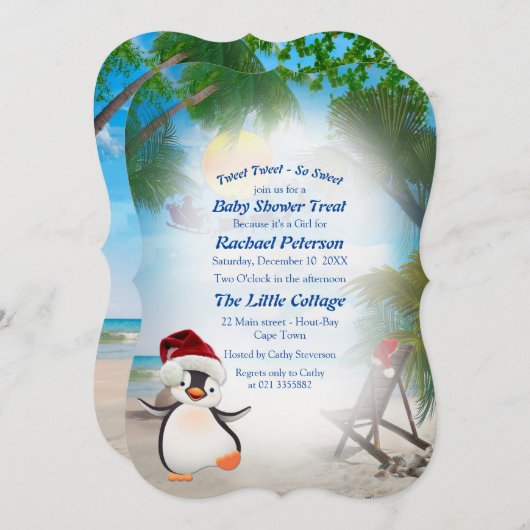 サマークリスマスベビーシャワー招待状 サンキューカード (正面/裏面)