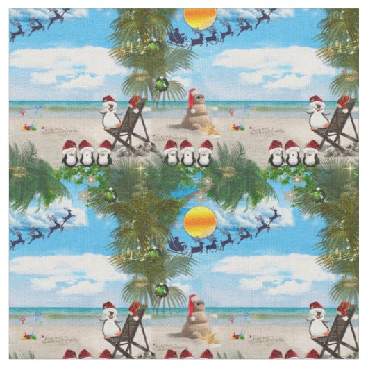 サマークリスマスベビービーチ ファブリック (クローズアップ)