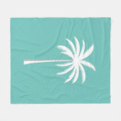 サマークールバケーションサンセットビーチパームツリー フリースブランケット (正面(横))