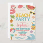 サマークールビーチ誕生日招待状&デコール 招待状 (正面/裏面)