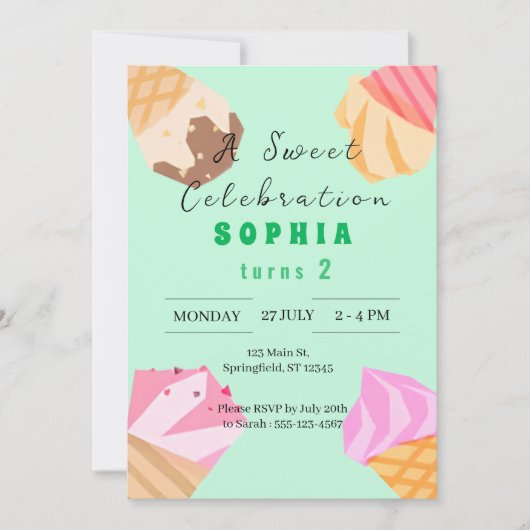 サマークールポプシクル誕生日招待状 招待状 (正面)