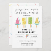 サマークールポプシクル誕生日招待状 招待状 (正面/裏面)