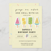 サマークールポプシクル誕生日招待状 招待状 (正面/裏面)